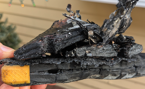 side view of exploded lithium battery