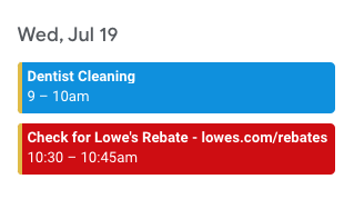calendar alert lowe's rebate