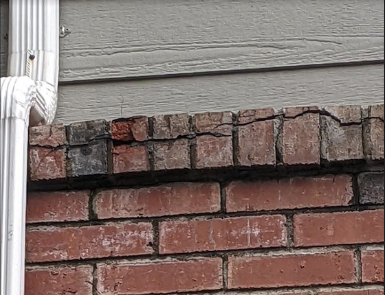 cracked brick sill