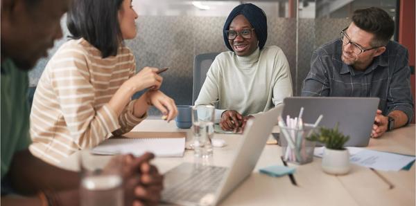 A group of people having a meeting