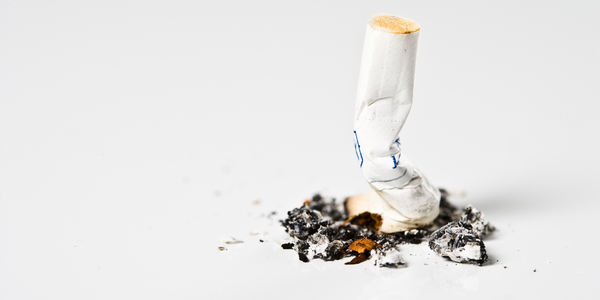 A stubbed out cigarette end.
