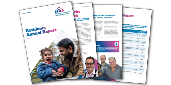 The cover and a selection of pages from the 2025 Residents' Annual Report.