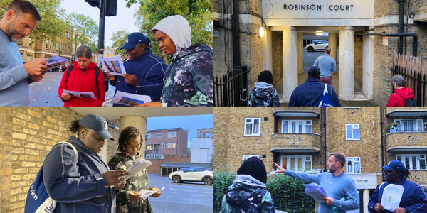 Montage of images from a guided history walk around Islington.