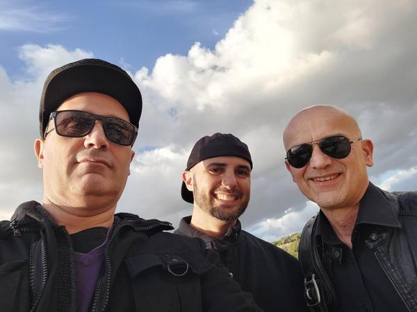 Simon with Jean Pierre Debattista and Neil Zammit on location during photo shoot.