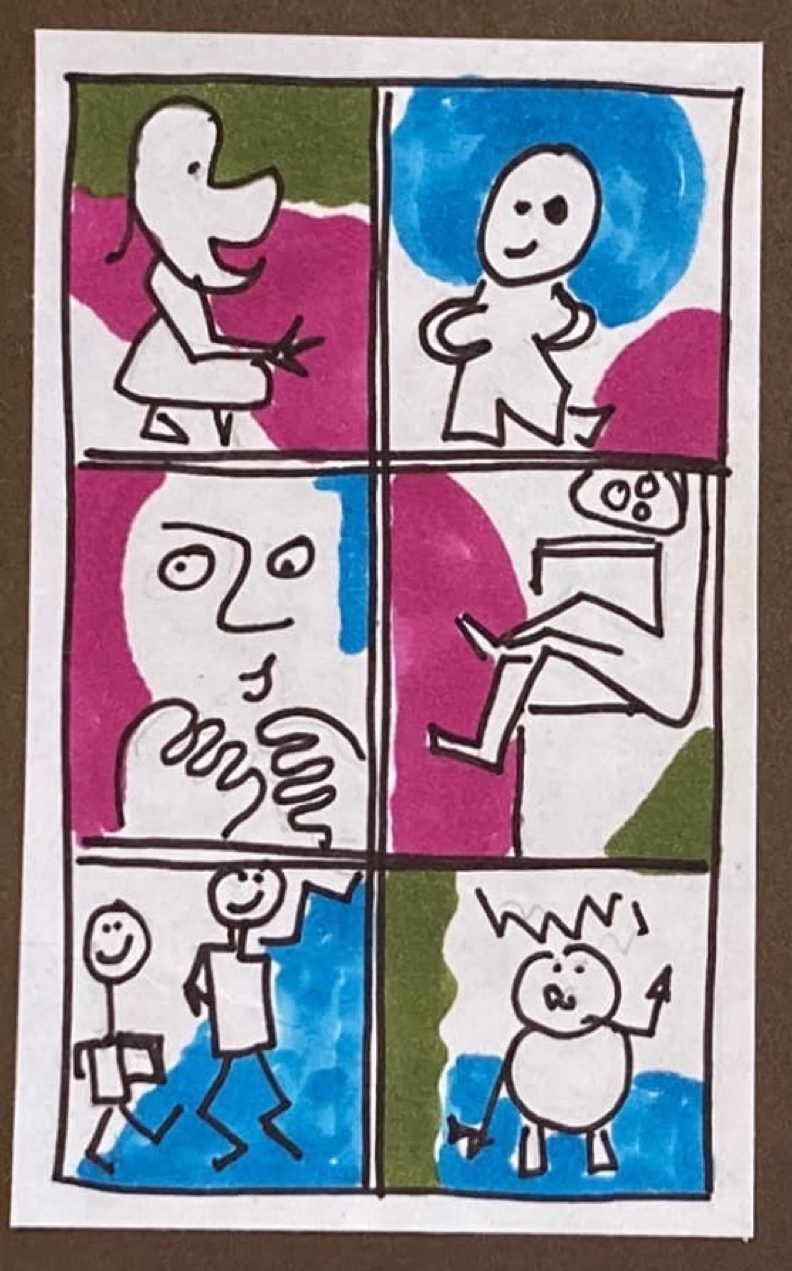 (six little drawings of odd bodies, each drawing flawed in its own special way.)