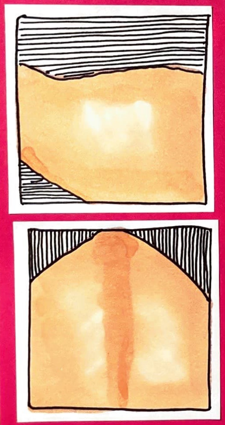 (2 more peachy-toned close-up drawings of what could be naked body parts.) 