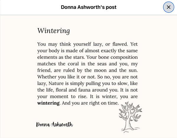 A quote about wintering, on cream background