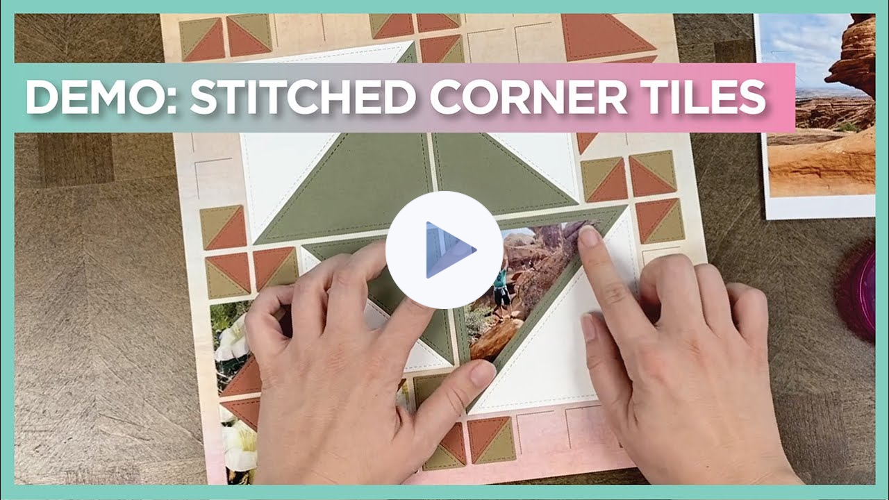 Demo of the Stitched Corner Tile Dies | Die Cutting Ideas | Scrapbooking