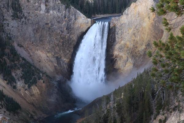 Waterfall in steep canyon