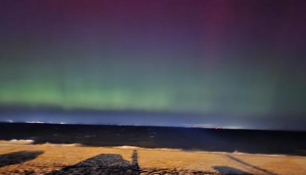 Northern lights over Cedar Beach, Mount Sinai, NY