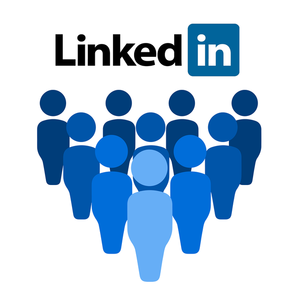 LinkedIn logo and blue people icons