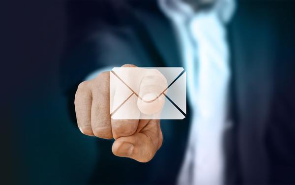 finger touching email icon