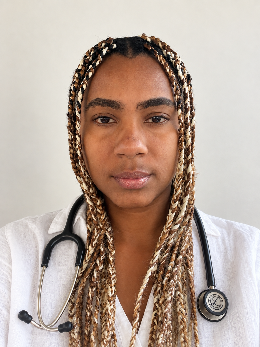 Dr. Katia Miller, Internal Medicine physician, wearing a stethoscope