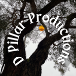 photo of tree branches with yellow round street lamp and the words D Pillar Productions placed in a semicircle