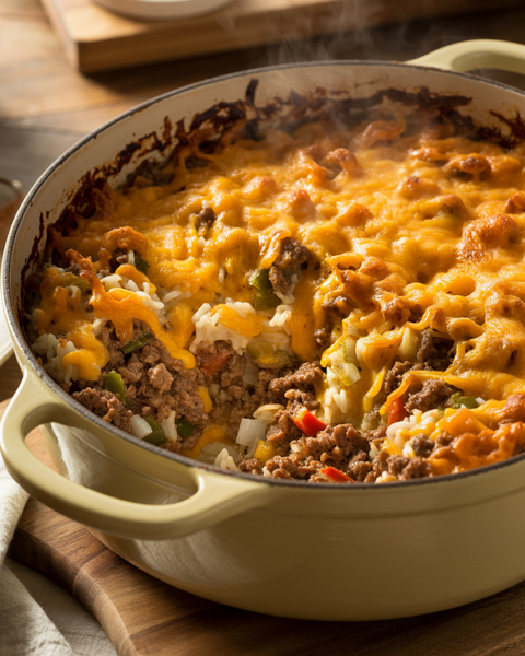 cheesy beef and rice casserole