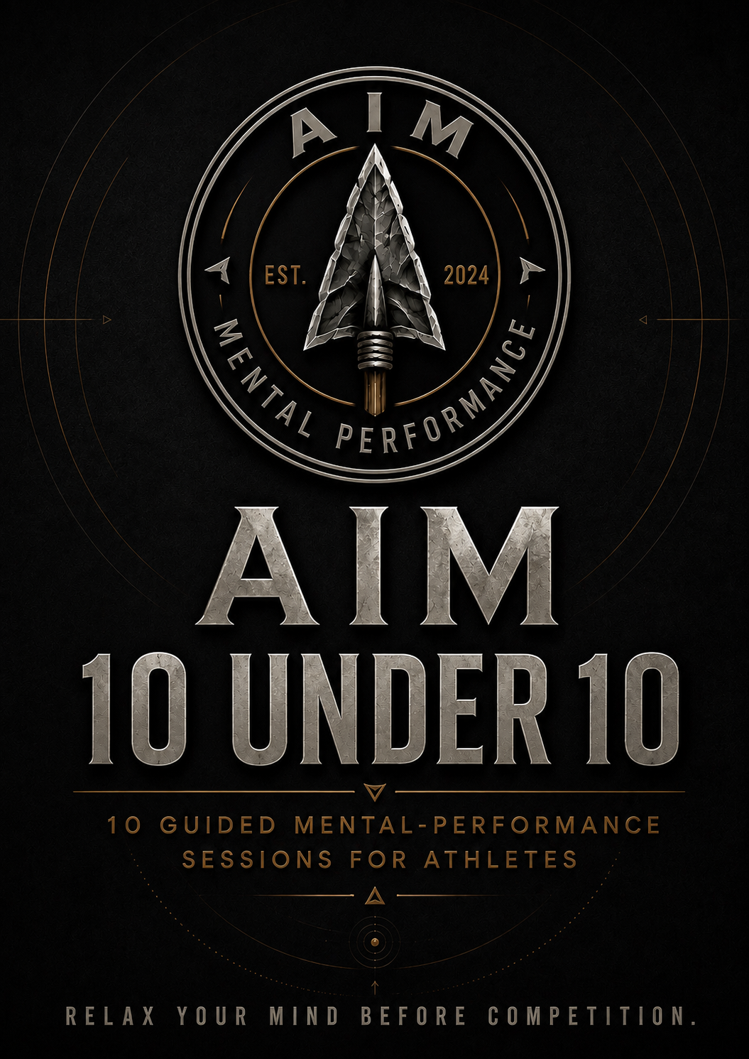 AIM 10-for-10 product cover: AIM Mental Performance arrowhead badge above the program title