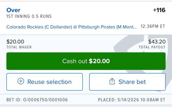 Bonus Play - COL PIT 1st Inning Over