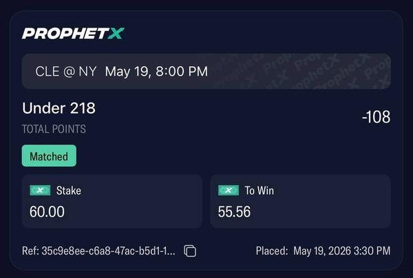 VIP Play - CLE @ NY Under 218 Total Points
