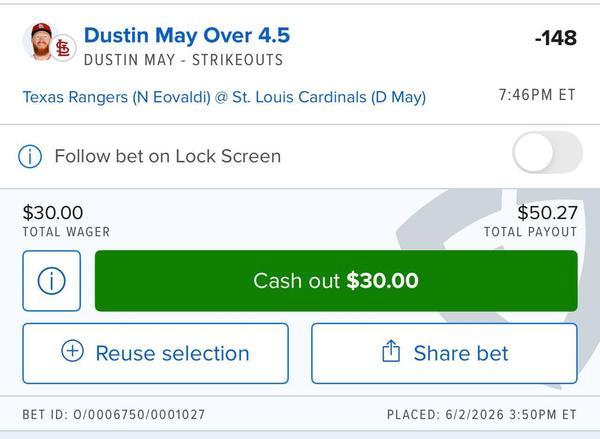 Bonus Play - Dustin May O4.5 K's