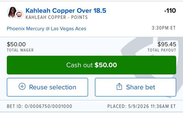 Bonus Play - Kahleah Copper Over 18.5