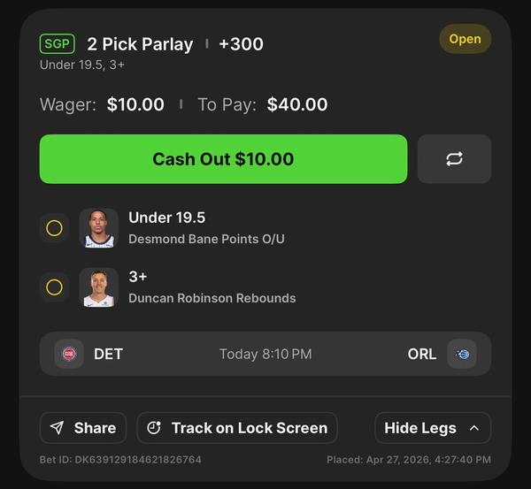 Bonus Play - Bane/Robinson SGP +300