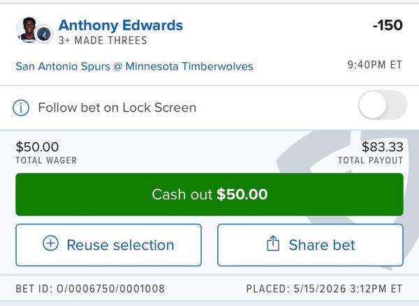 Bonus Play Ticket - Anthony Edwards