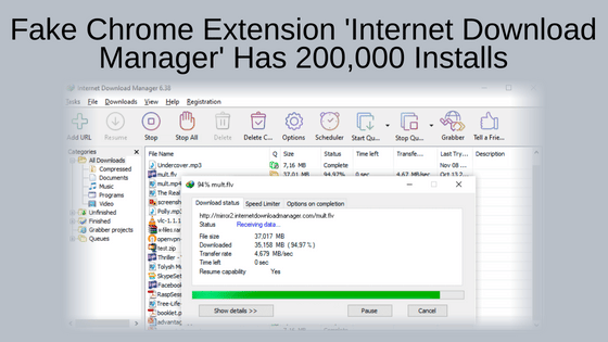 Fake Chrome Extension 'Internet Download Manager' Has 200,000 Installs