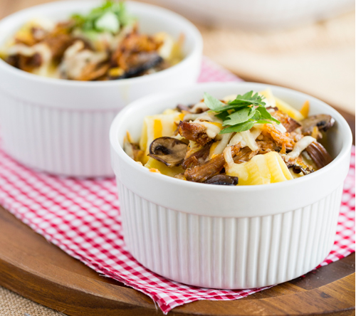 Pulled Pork Mac & Cheese with Mushrooms