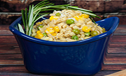 Golden Quick Barley with Sweet Peas and Corn