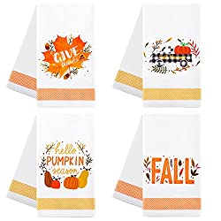 Ruisita 4 Pack Autumn Pumpkin Kitchen Towels