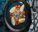 Spring White Bean Salad with Hard Cooked Eggs