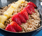 Oatmeal with Fresh Pineapple, Strawberries and Walnuts