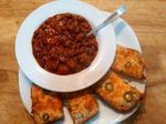 Chili with Cabbage Cheese Bread