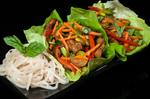 Asian Lettuce Wraps with Re Peppers, Edamame and Chicken
