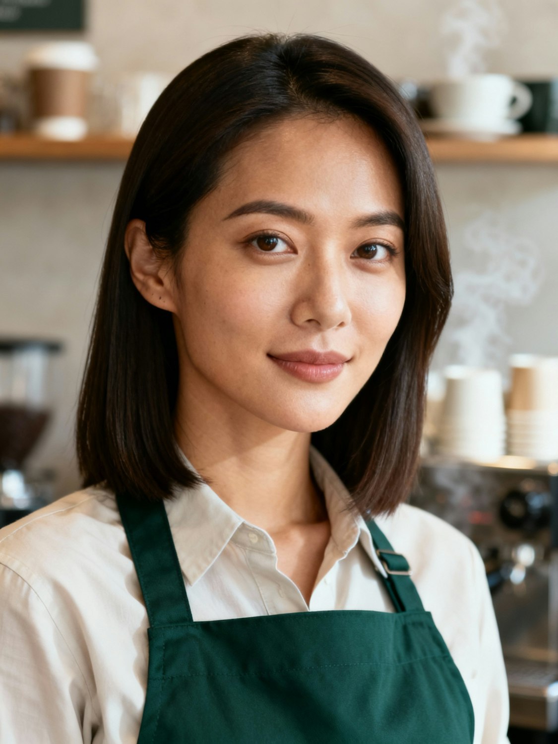 Small business owner smiling in their shop