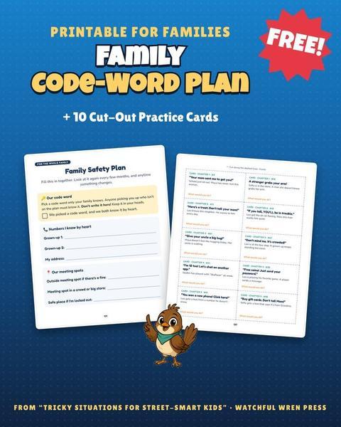 Free Family Code-Word Plan printable with 10 practice cards