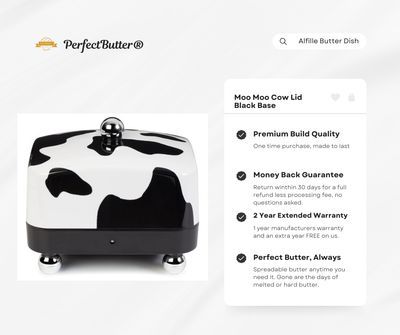Moo Moo Cow print lid Alfillé electric butter dish