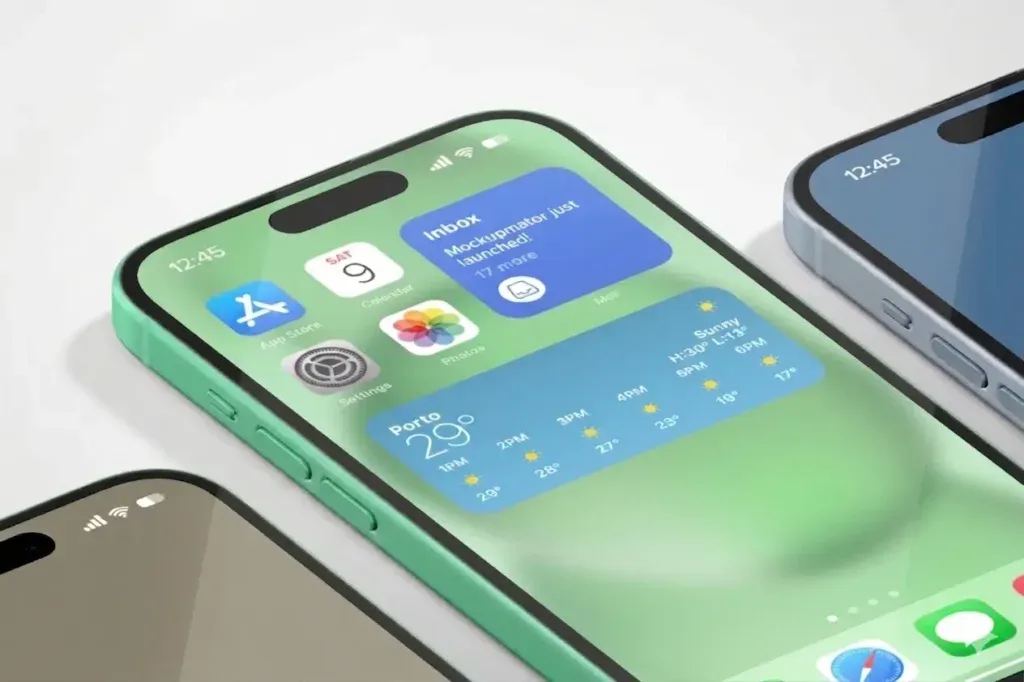Three smartphones displaying a digital employee benefits and support program