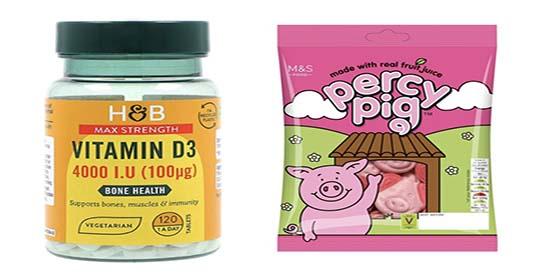Free Holland & Barrett Vitamin D Pack and Free M&S Percy Pig Sweets