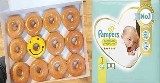 Free Krispy Kreme Doughnut and Free Pampers Nappy Pack (Worth £9)