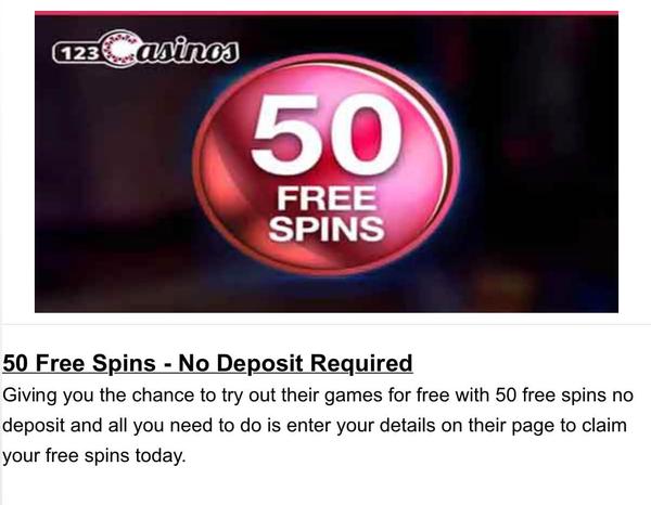 50 free spins no deposit required