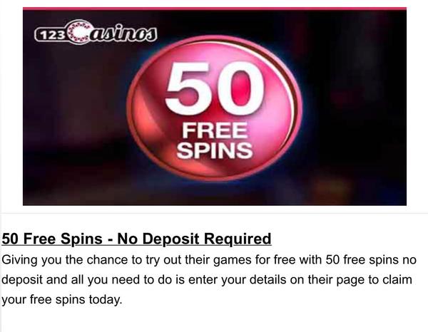 50 Free Spins – No Deposit Required