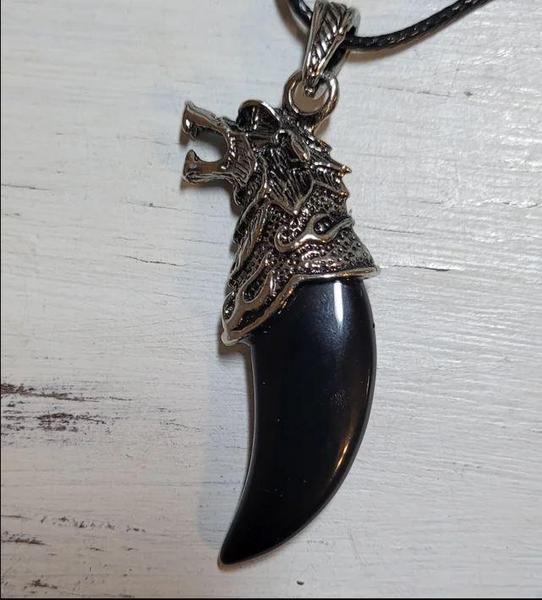 Black Onyx Wolf Claw Necklace