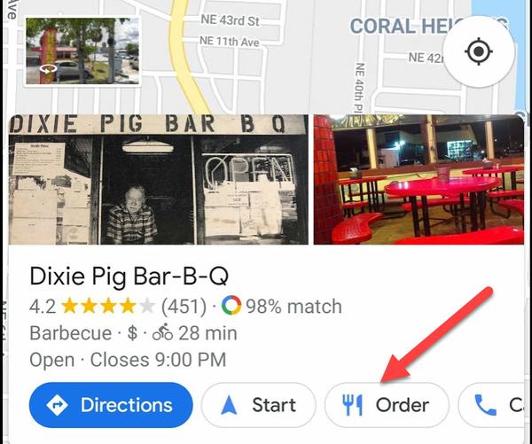 Restaurant Delivery by Google Maps