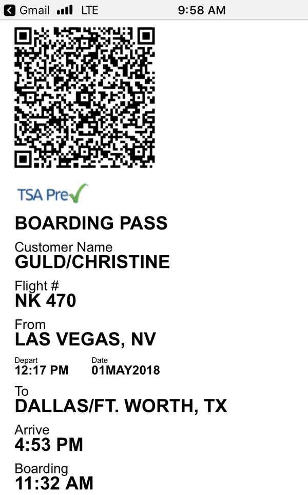 Boarding Pass Screenshot