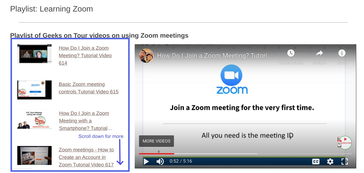 Learn  to use Zoom with Geeks on Tour videos