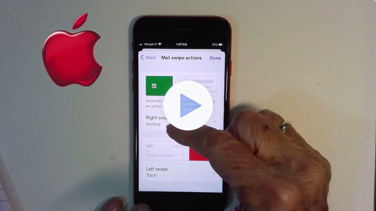 Swipe to delete emails Video 804