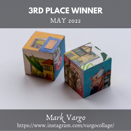 Mark Vargo - "House Dice- We Construct" Collage, Pencil China Marker on Wood Blocks