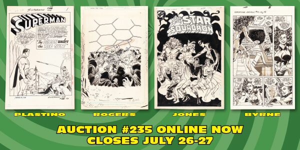 Images of comic book original art lots in current auction