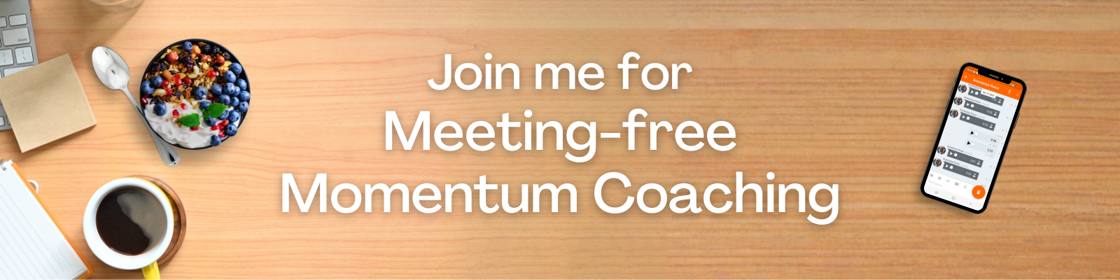 Picture of two children's walkie talkies on a wooden background with the words "Join me for a private Voxer date!"